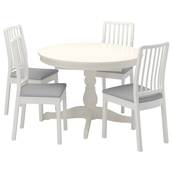 EKEDALEN / BERGMUND tavolo e 4 sedie, bianco/Fågelfors fantasia, 120/180 cm  - IKEA Svizzera