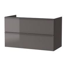 GODMORGON Wash-stand / Sink cabinet with 2 drawers, High gloss grey