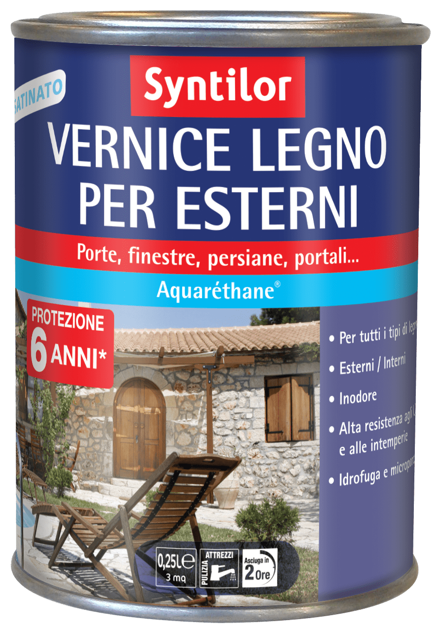 Bricocenter WATER-BASED COLORLESS SATIN HIGH PROTECTION SYNTILOR WATER-BASED PROTECTIVE WOOD PAINT 250 ML