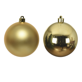 SET 4 CHRISTMAS BALLS PLASTIC GOLD DIA
