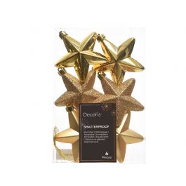 6 GOLD PLASTIC STARS