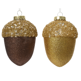 PLASTIC ACORN AND GLITTER H 12 CM