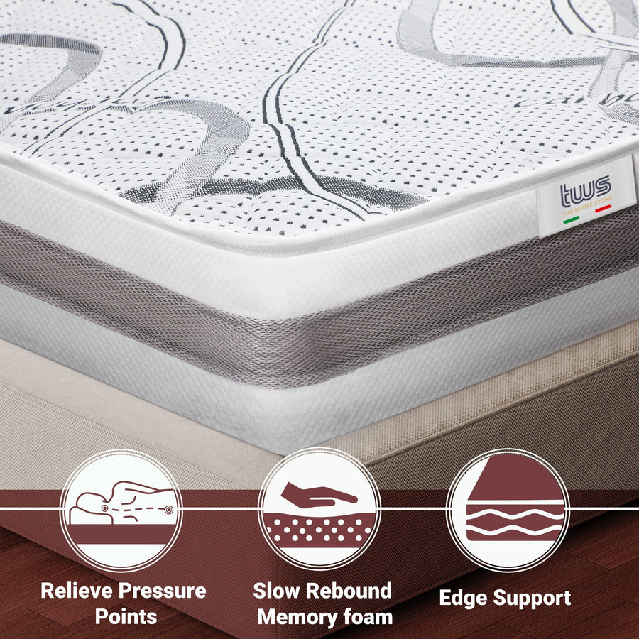 The White Stone Memory Foam Mattress 80 x 190 cm | Medium Firmness | Height 27 cm | Hypoallergenic and Breathable Fabric | Orthopedic and Contouring Properties
