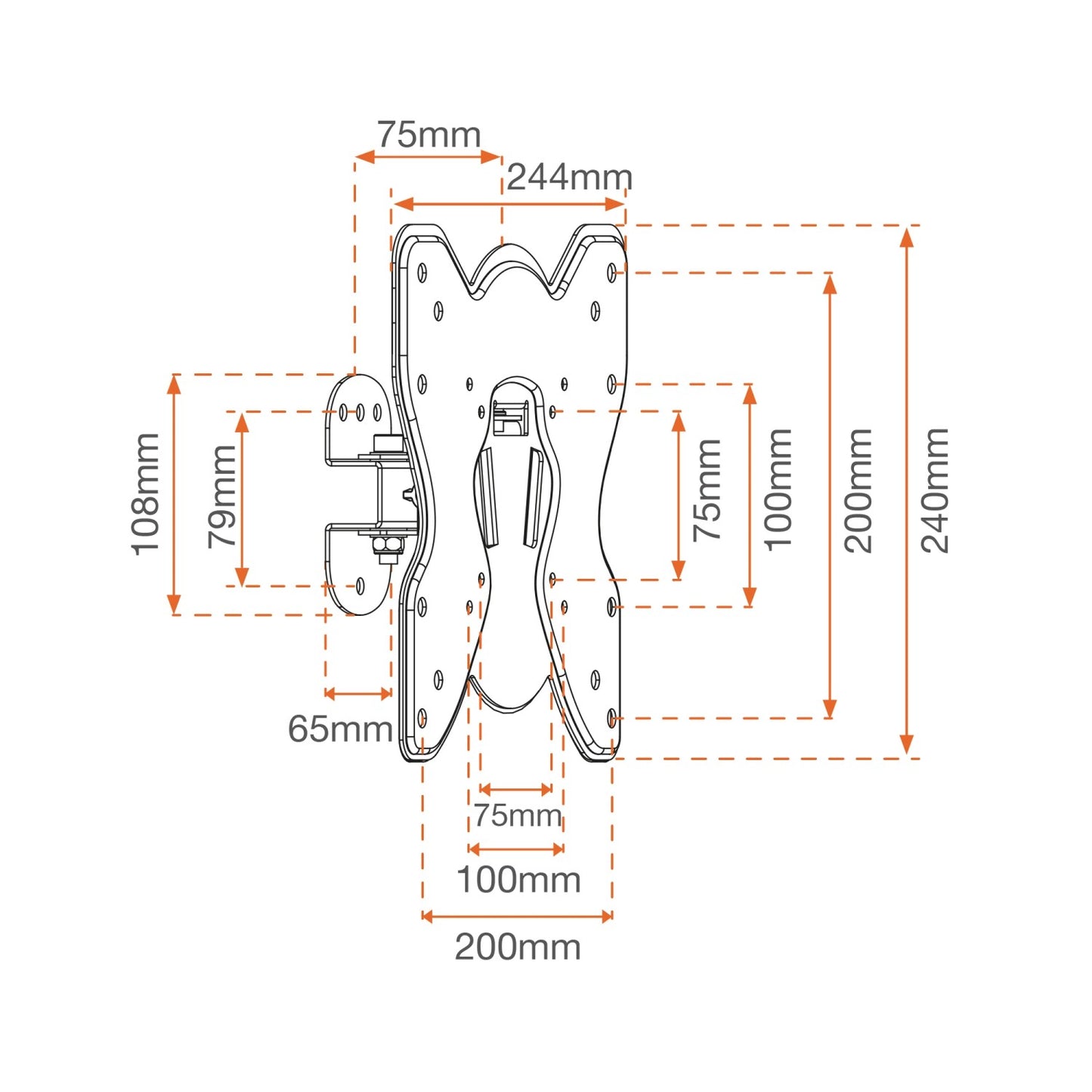 WALL MOUNT TV ROTATING SUPPORT FOR SCREENS