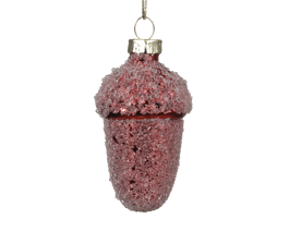 SET 6 RED GLASS ACORNS DIAM 5 H 6.