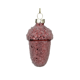 SET 6 RED GLASS ACORNS DIAM 5 H 6.