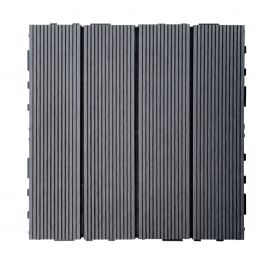 NATERIAL INTERLOCKING COMPOSITE TILE WITH CLIP 30X30CM DARK GREY