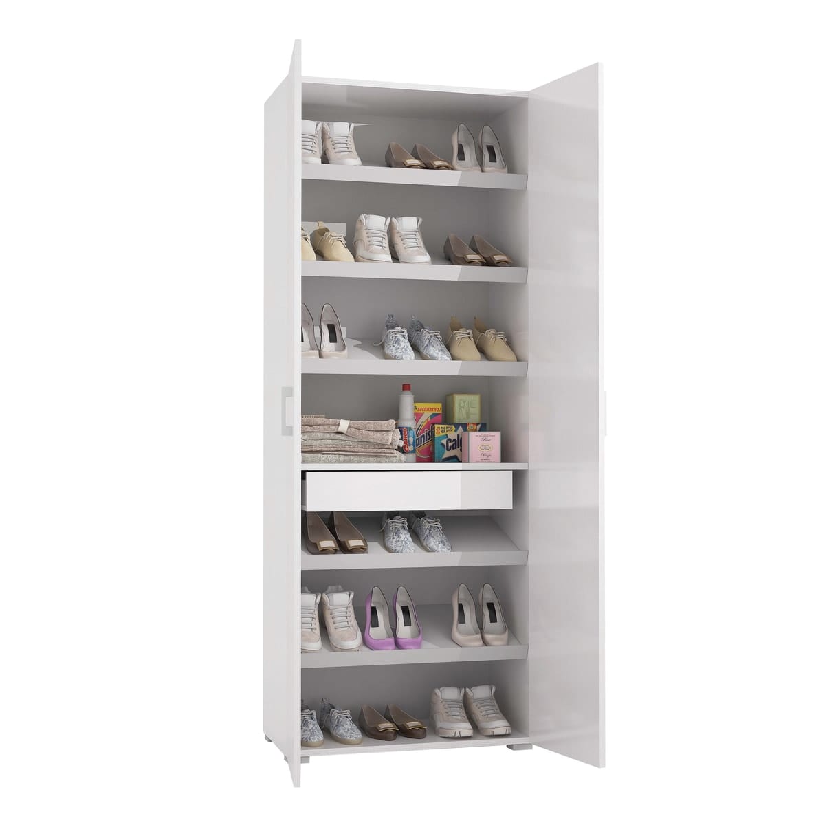 Bricocenter multi-purpose cupboard with 2 doors, 1 drawer, 6 interior shelves 72x37X195H