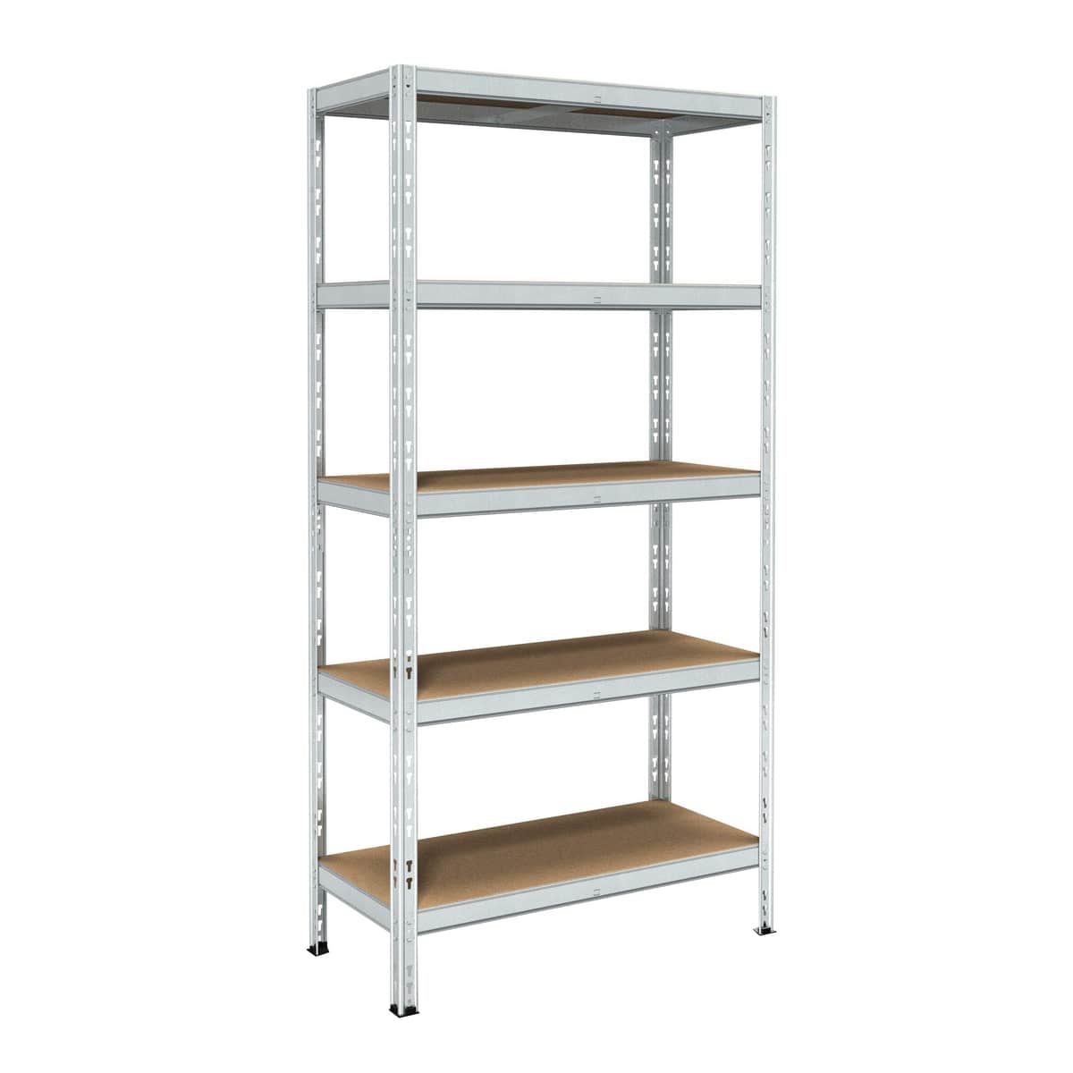 Bricocenter Metal and Wood Shelving L90XP40XH180CM, 175 KG, 5 Space Shelves