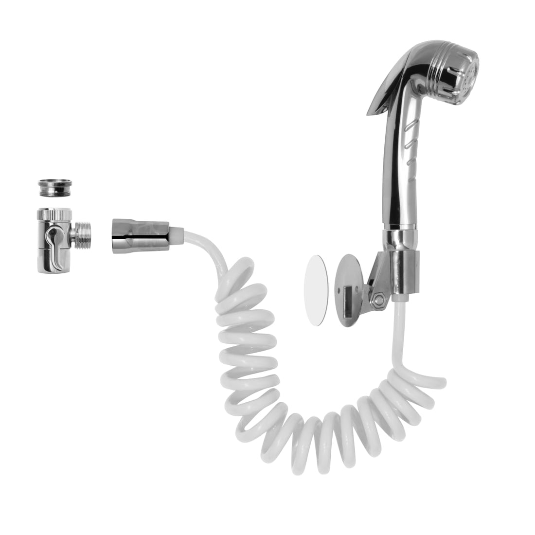 DUPLEX SALLY CROMATO hand shower, spring hose, wall bracket and diverter