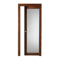 DOOR VELA SCOR INT WALL 80X210 LAMINATED WALNUT WITH MILK-WHITE GLASS