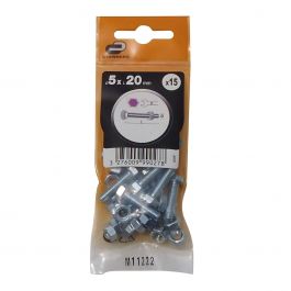 15 HEXAGONAL T. BOLTS STEEL GALVANIZED 5X20