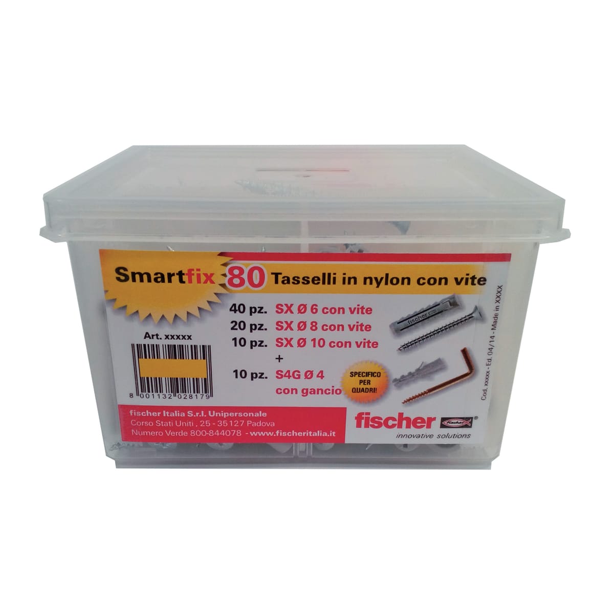 Smartfix box (70 assorted SX plugs with screw + 10 S with hook)