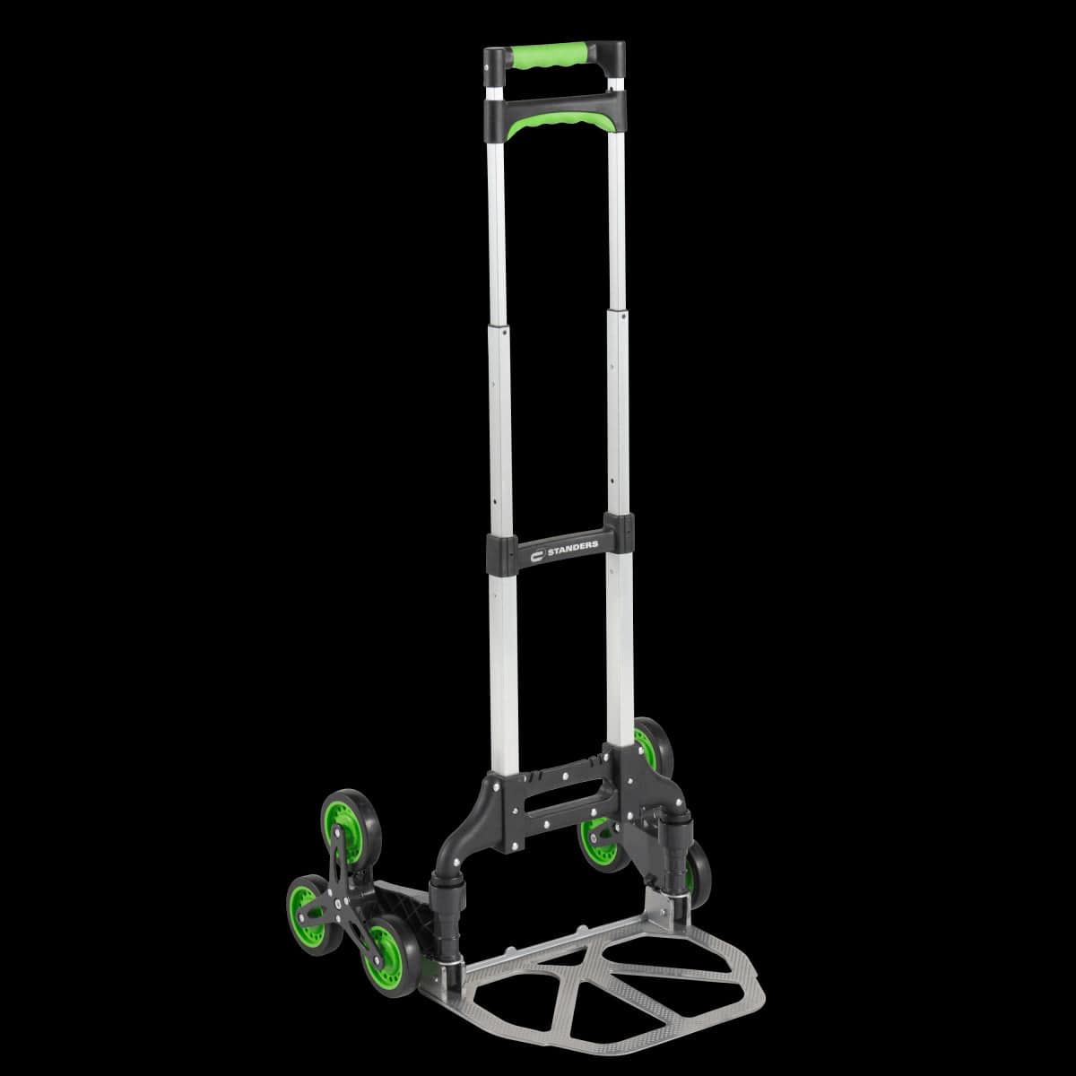 Bricocenter ALUMINIUM FOLDING STAIR TROLLEY STANDERS CAPACITY 70 KG WITH 3 WHEELS ON EACH SIDE