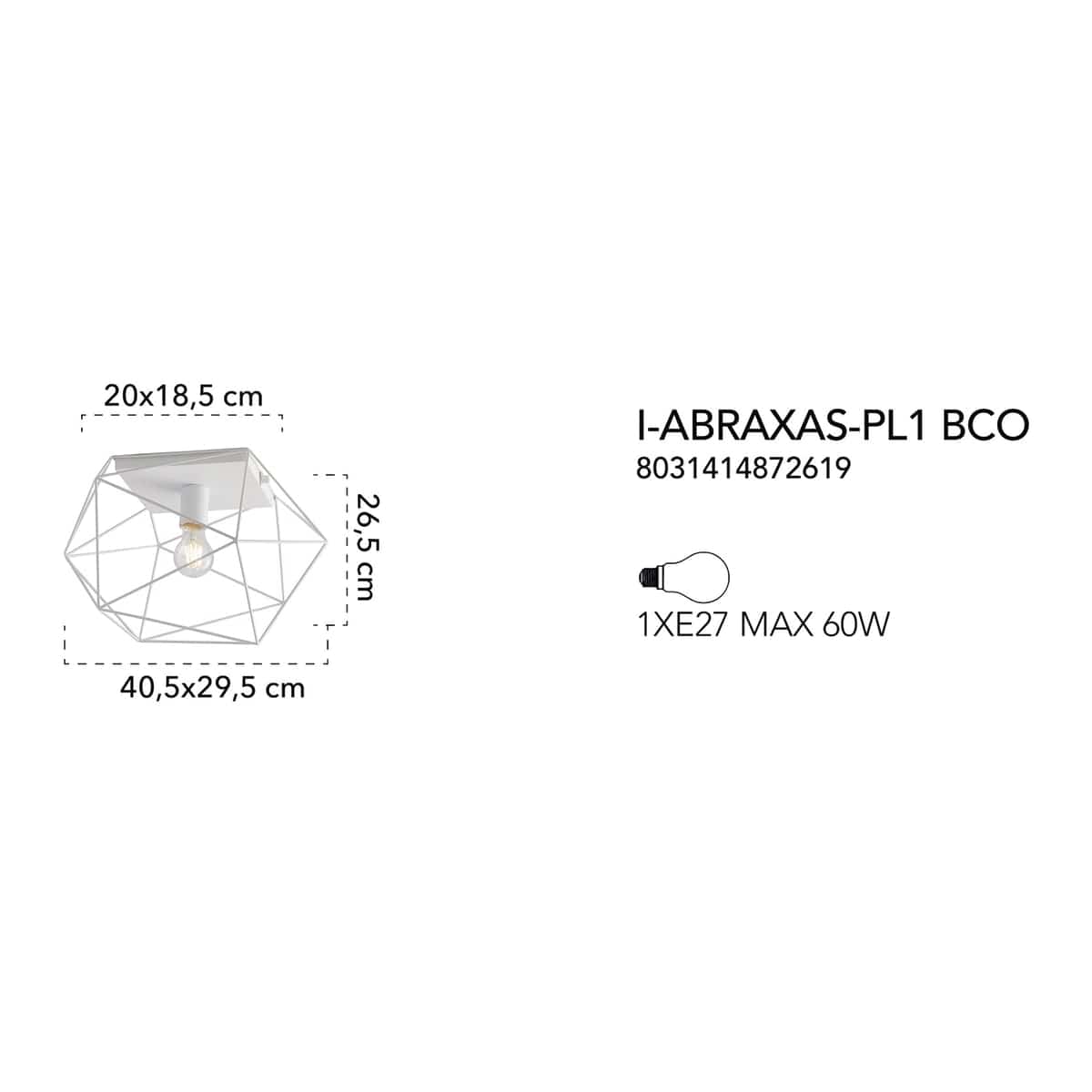 Bricocenter ABRAXAS METAL CEILING LAMP WHITE 30X40 CM E27=40W