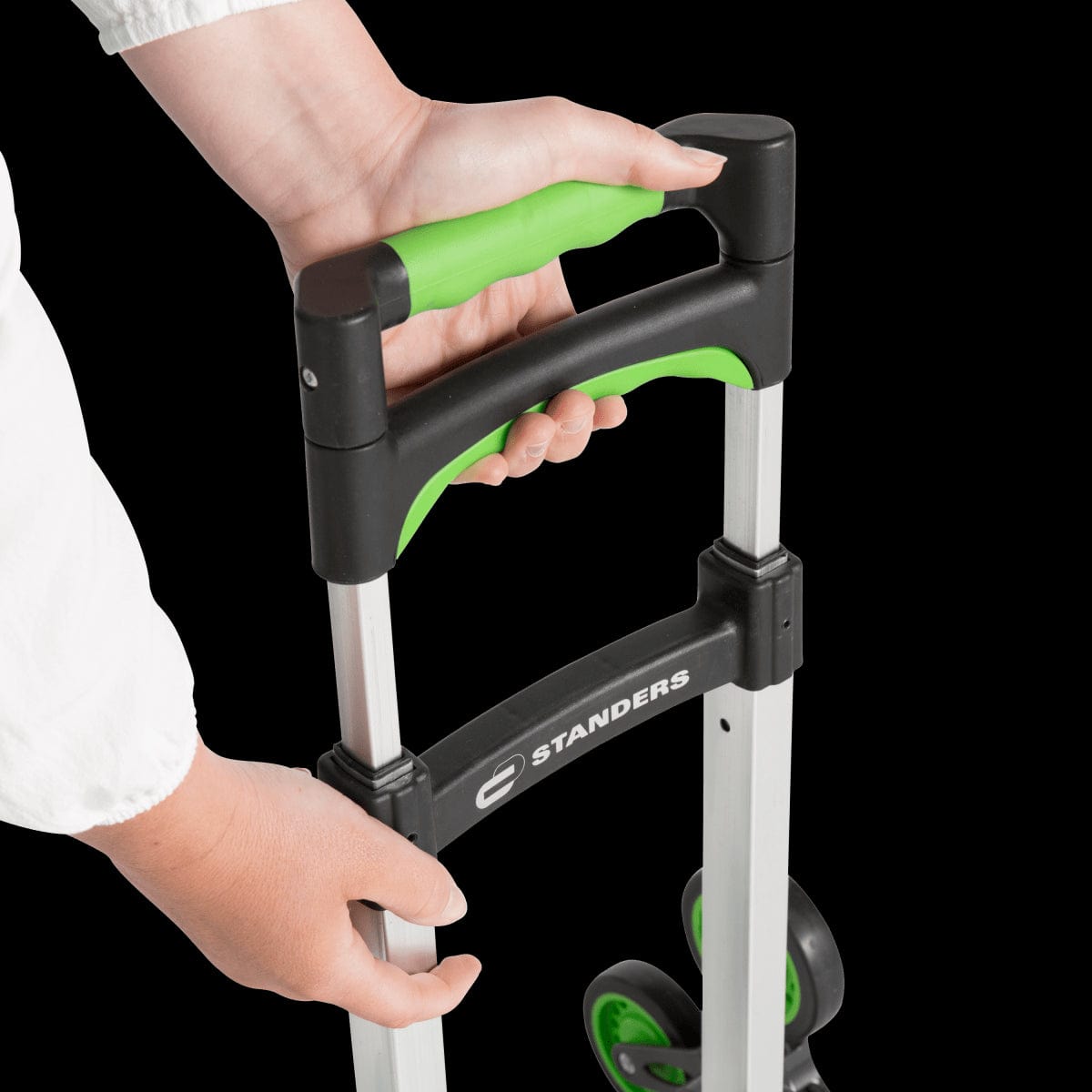 Bricocenter ALUMINIUM FOLDING STAIR TROLLEY STANDERS CAPACITY 70 KG WITH 3 WHEELS ON EACH SIDE