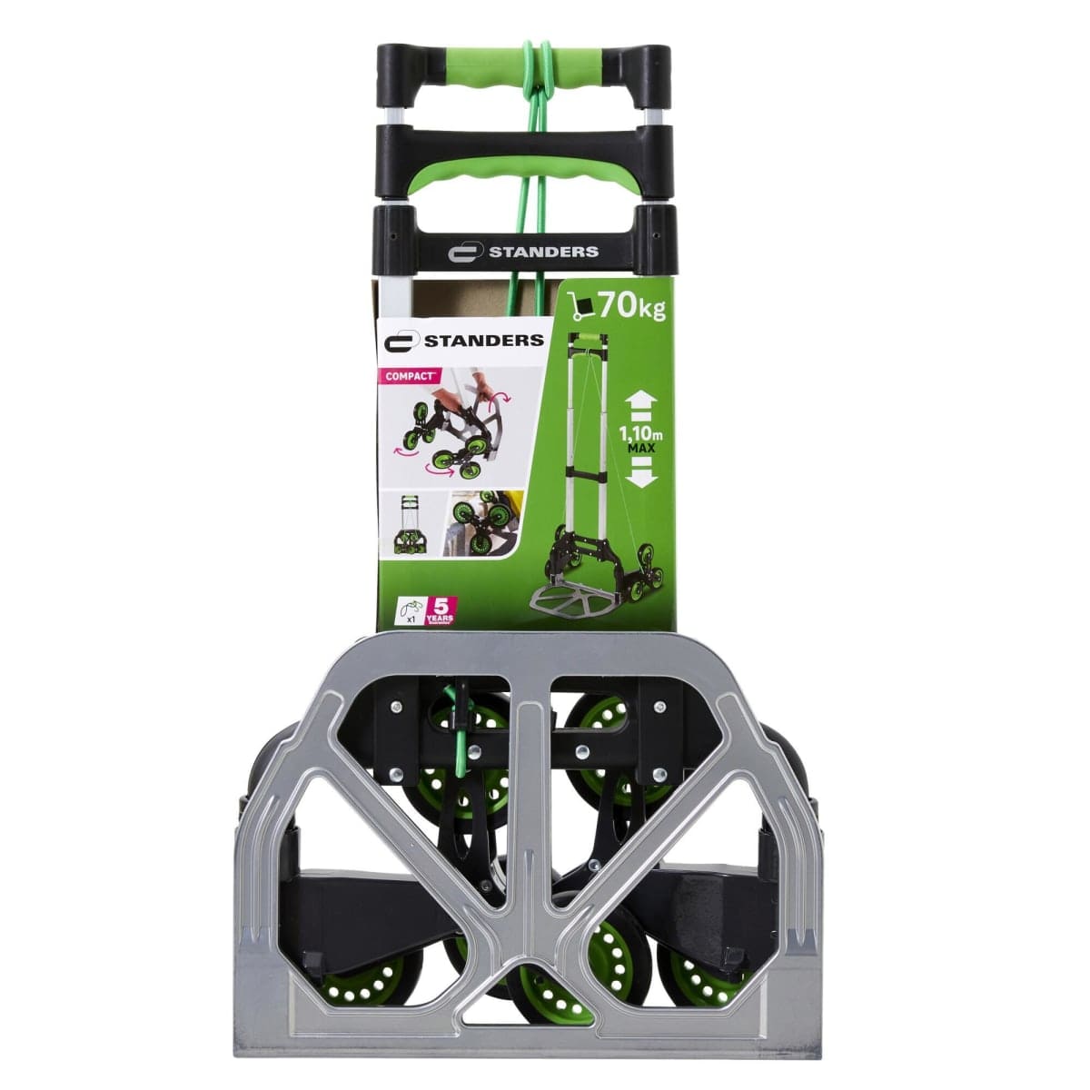 Bricocenter ALUMINIUM FOLDING STAIR TROLLEY STANDERS CAPACITY 70 KG WITH 3 WHEELS ON EACH SIDE