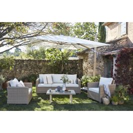 SONORA NATERIAL Umbrella with arm aluminum 280X390 white with led lighting