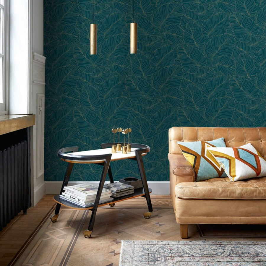 Bricocenter GREEN AND GOLD BANANA LEAF WALLPAPER 53CMX10.5M