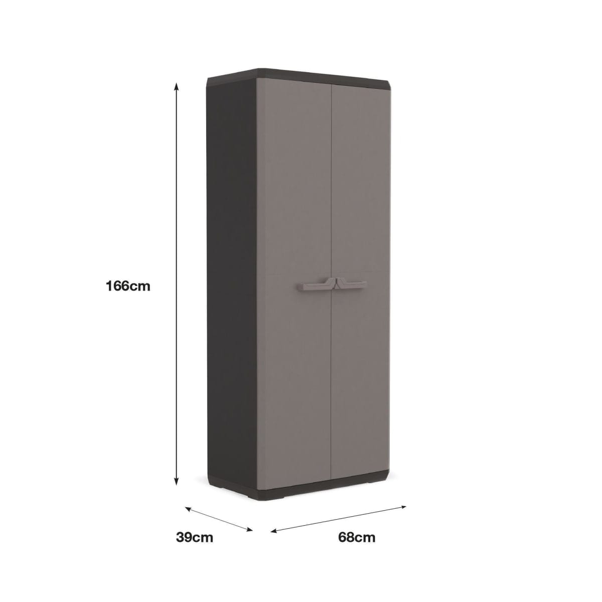 Bricocenter HIGH ALL-SHELF CUPBOARD 2 DOORS 3 NON-ADJUSTABLE SHELVES 68X39X166H LOAD CAPACITY 15KG DARK GREY