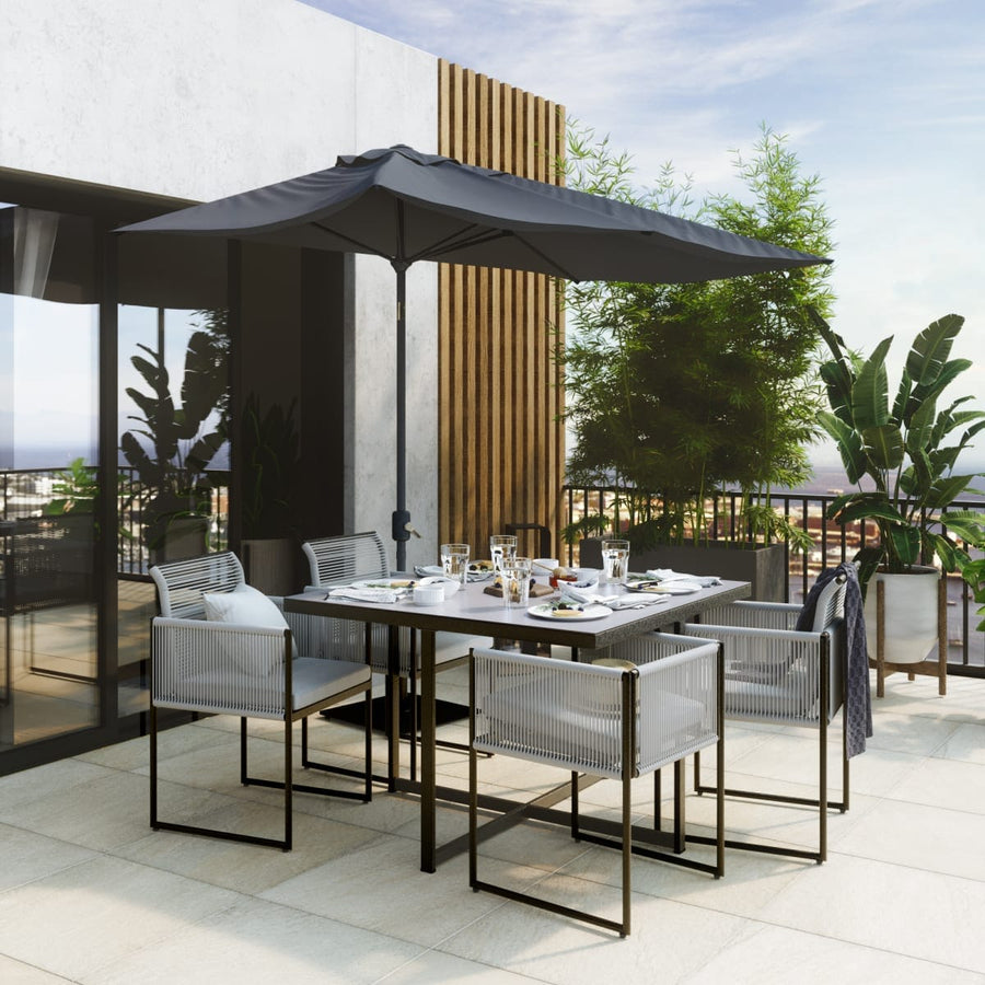 Bricocenter 4 SEATER DINING SET 110X110 TABLE WITH GLASS TOP AND 4 SYNTHETIC WICKER CHAIRS