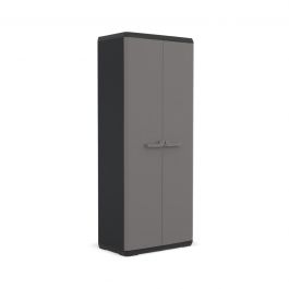 HIGH ALL-SHELF CUPBOARD 2 DOORS 3 NON-ADJUSTABLE SHELVES 68X39X166H LOAD CAPACITY 15KG DARK GREY