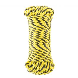 PP ROPE YELLOW/BLACK BRAID D6MM 25M