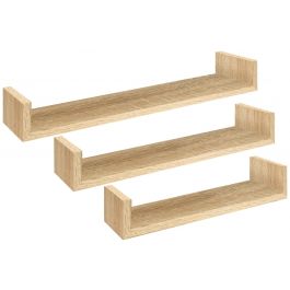 3 U-SHAPED SHELVES NATURAL OAK 60X15.5X3
