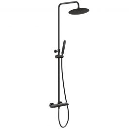 PLANO SHOWER KIT W/THERMOSTAT MATT BLACK SHOWER HEAD DIAM.25CM