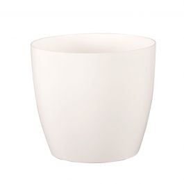 SANREMO POLISHED WHITE PLASTIC POT COVER DIAMETER 20XH18 CM