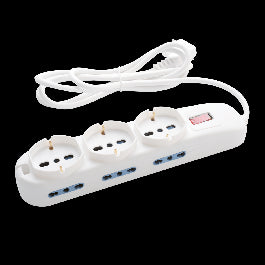 MULTIPRESACON 3 UNIVERSAL SOCKETS AND 6 SOCKETS 10/16A WITH SAFETY SWITCH AND CABLE