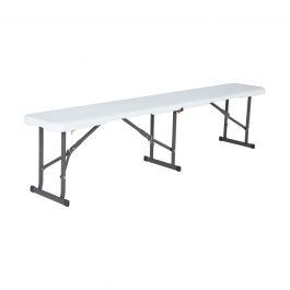 LIFETIME NAZERAL - Folding steel and polypropylene garden bench - White - 28x183xh43