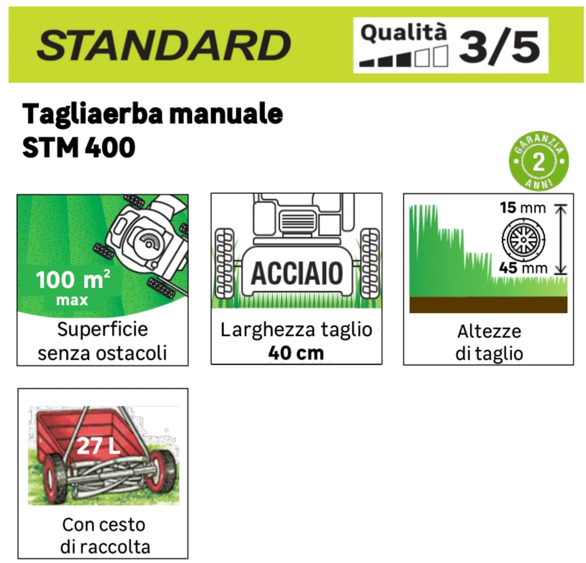 Bricocenter BALEX BX 400 M HELICAL MOWER WITH BASKET