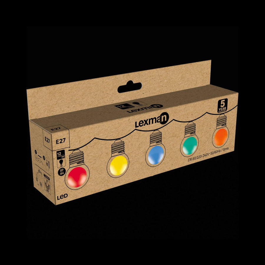 Bricocenter 5 LED BULBS FOR GARLAND E27=25W COLOURED SPHERE IP44