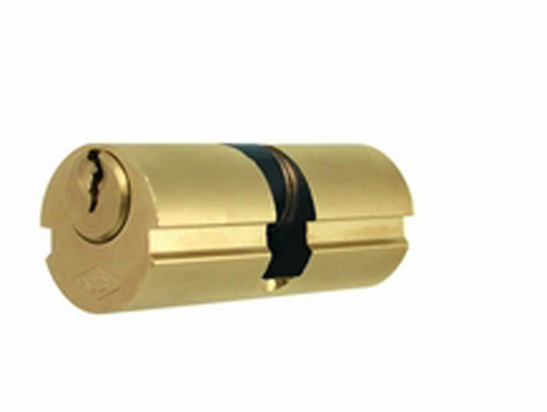 DOUBLE BRASS ROUND CYLINDER DIAM 22MM, LENGTH 54MM, CENTRE DISTANCE A 26MM, B 26MM