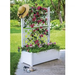 RECTECTORY PLANTER. ITALY W/SPALL. WHITE CM 100