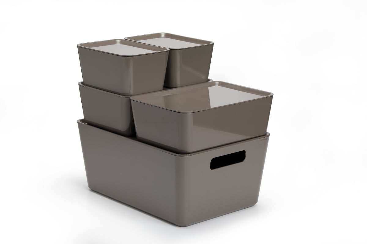 CONTAINER WITH LID R-BOX1 LARGE DOVE GREY 33X24X14 CM