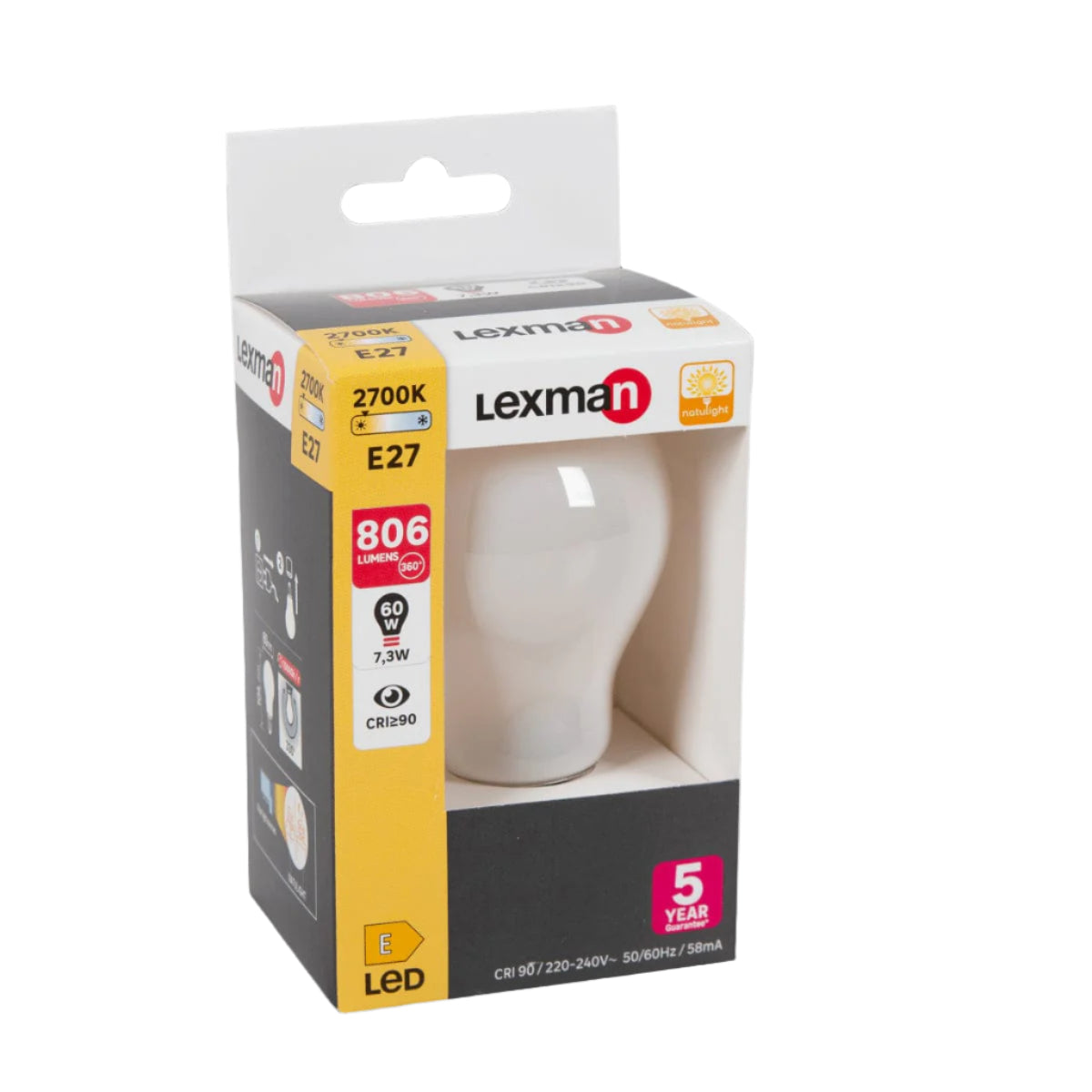 Bricocenter NATULIGHT LED BULB E27=60W DROP FROSTED WARM LIGHT