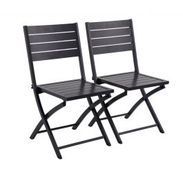 SET OF TWO FOLDING CHAIRS NATERIAL XARA II ORIGAMI ANTHRACITE ALUMINIUM