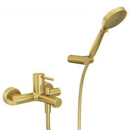 TAYRONA BATHTUB MIXER WITH BRUSHED GOLD SHOWER EQUIPMENT