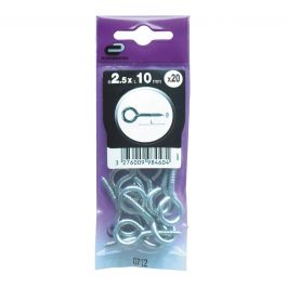 20 GALVANISED STEEL SCREW EYE 2.5X1