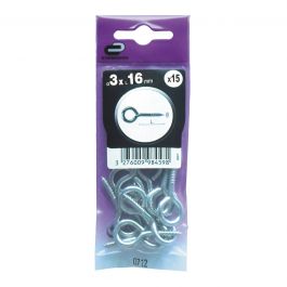 15 GALVANISED STEEL SCREW EYE 3X16