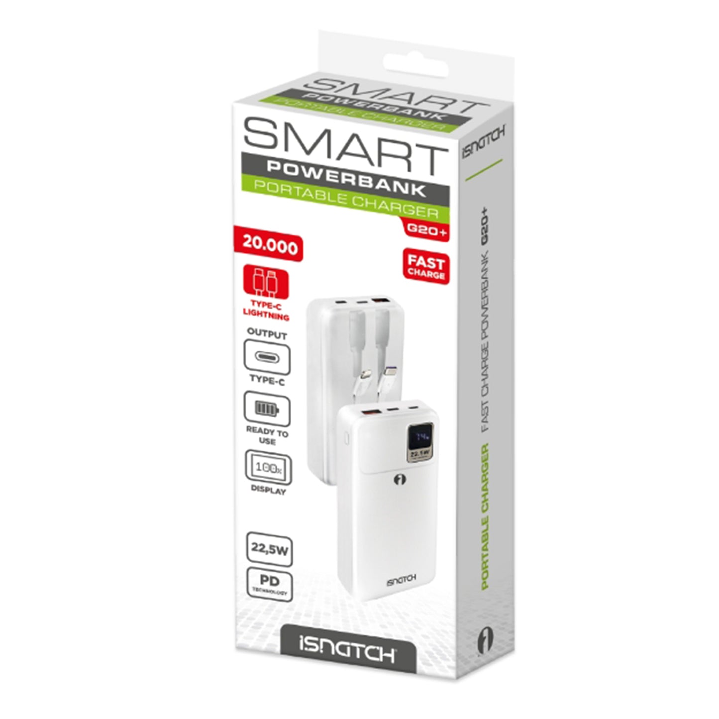 POWER BANK PD 22.5W 20000MAH BIANCO ISNA