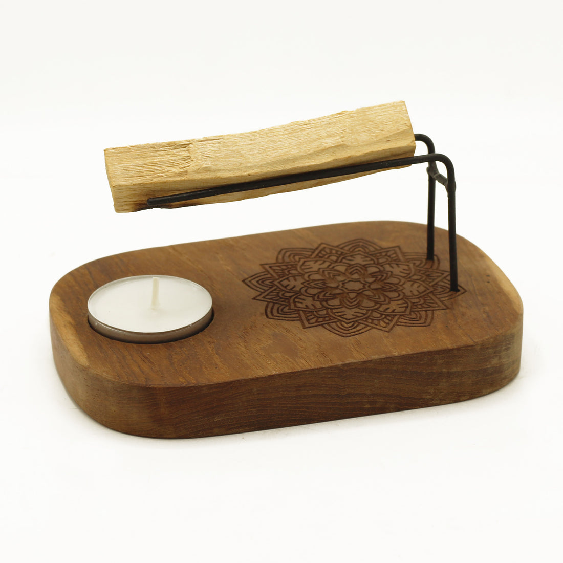 Palo Santo Heater - Teak Wood - Mandala Design