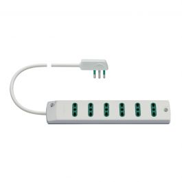 MULTISOCKET PLUG 16A 6 PLACES 10/16A CABLE 1.5 M WHITE