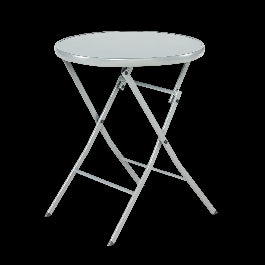 EMYS NATERAL - Foldable Table 2 seater Round Steel Top Glass - D 60XH72