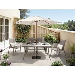 POLAR HEXA NATERIAL STEEL PARASOL WITH DOVE-COLOURED POLYESTER CANVAS D 2.6 M