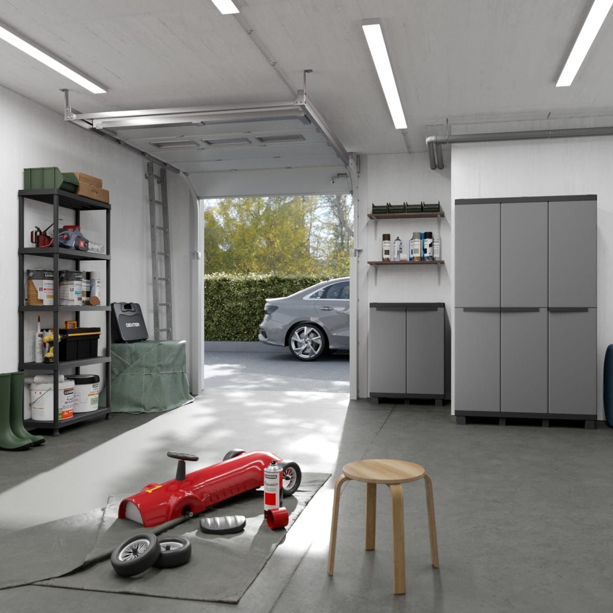 Bricocenter 3-DOOR RESIN CUPBOARD 170X102X39CM SPACEO GREY