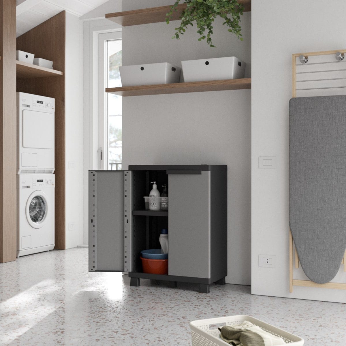 Bricocenter LOW RESIN CUPBOARD CM91,5X68X39CM SPACEO GREY