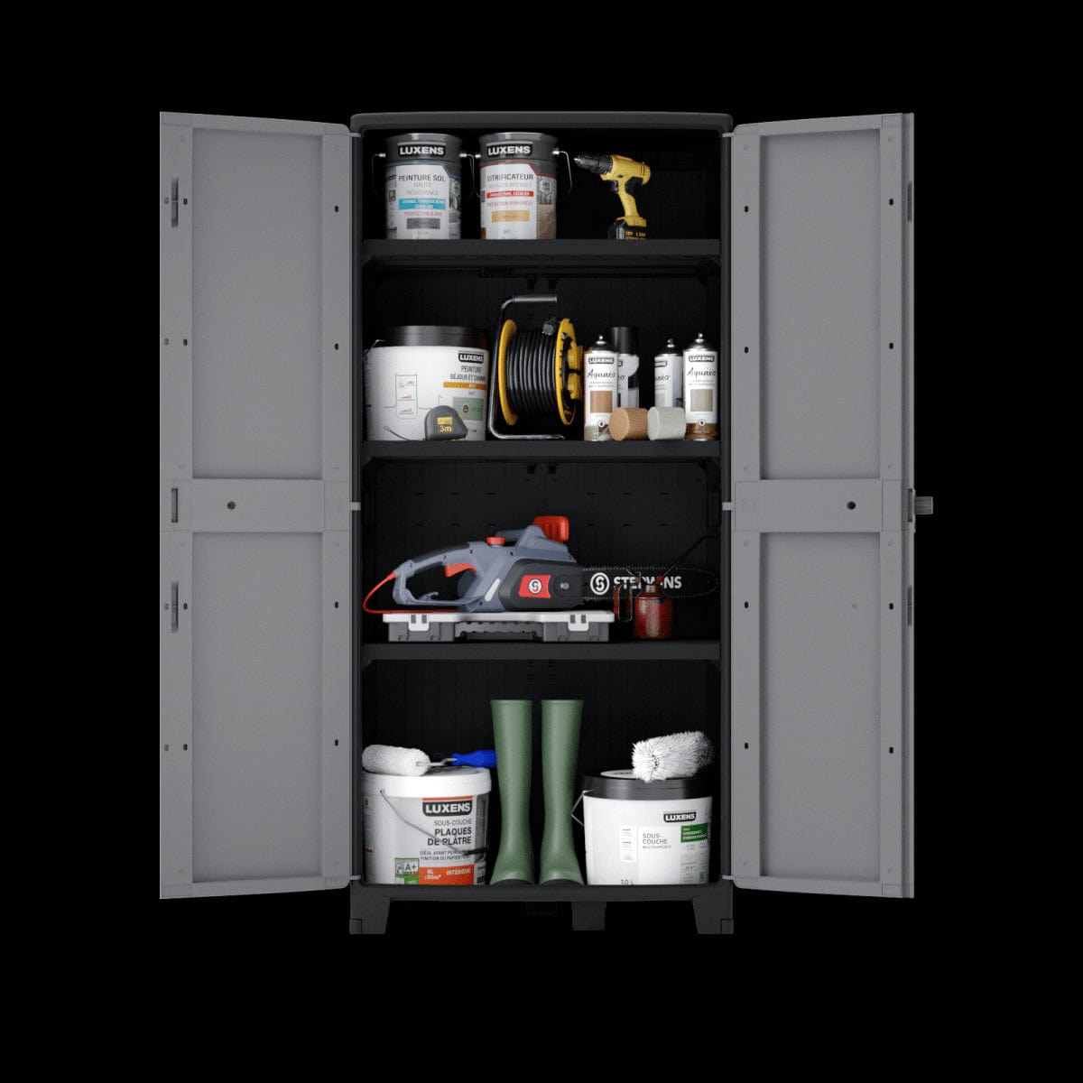 Bricocenter HIGH RESIN CUPBOARD 180X85X52CM BLACK GREY SPACEO